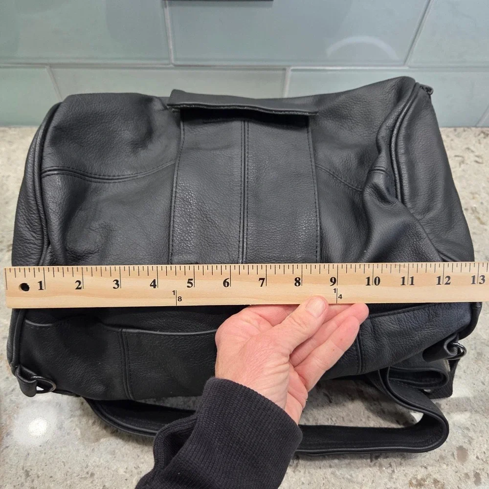 NEW Black Leather Motorcycle Saddle Bag Travel Weekend Overnight‎ Pockets
